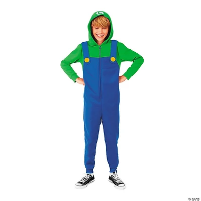Kids Super Mario Bros.™ Luigi Hooded Onesie Costume