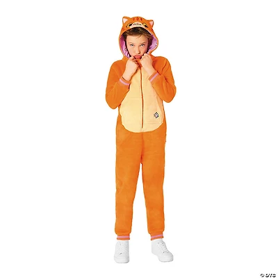 Kids Red Cat Hooded Onesie Costume