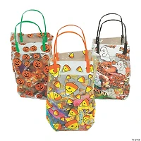 9 1/2" x 5 1/4" x 12" Medium Halloween Pattern Plastic Goody Bags - 36 Pc.