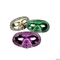 Metallic Mardi Gras Half Masks - 24 Pc.