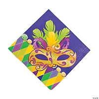 Prismatic Mardi Gras Mask Luncheon Napkins - 16 Pc.