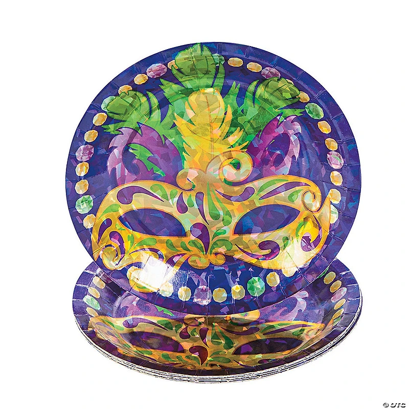 Prismatic Mardi Gras Dessert Plates - 8 Ct.