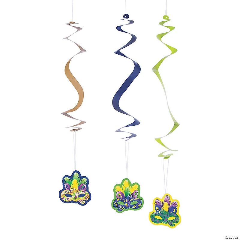 30" Mardi Gras Hanging Swirl Decorations - 12 Pc.