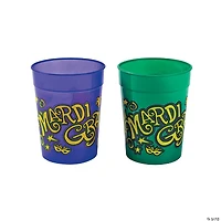 11 oz. Mardi Gras Jazzy Purple & Green Reusable Plastic Cups - 12 Ct.