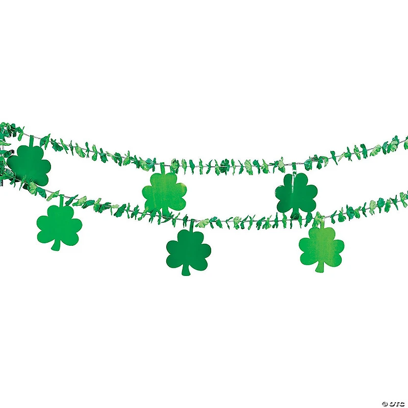 St. Patricks Flower Lei Garland with Shamrock Cutouts