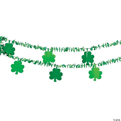 St. Patricks Flower Lei Garland with Shamrock Cutouts