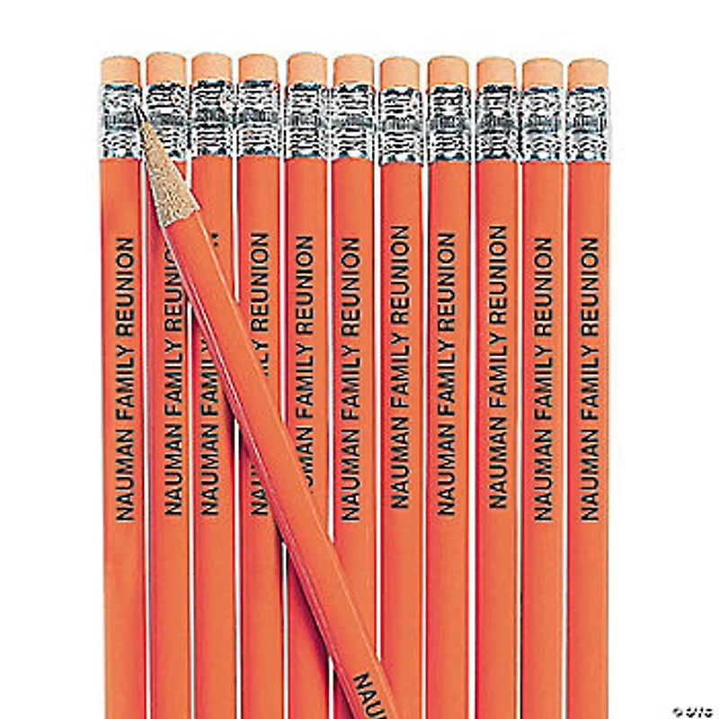 7 1/2" Personalized Orange Solid Color Wood Pencils - 24 Pc.