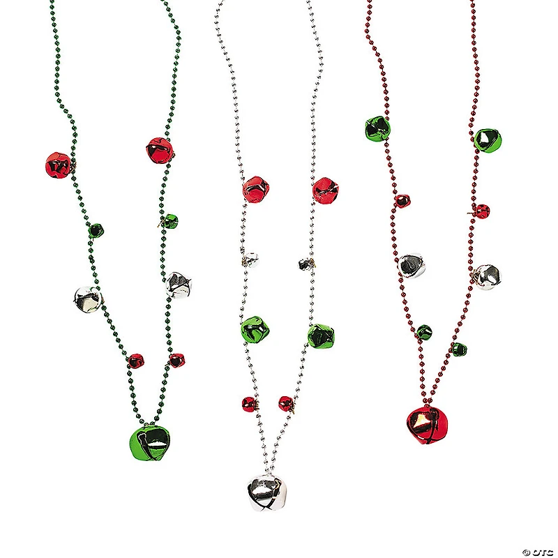 Bead Necklaces with Jingle Bells - 12 Pc.