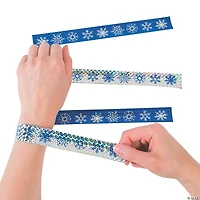Metallic Snowflake Slap Bracelets - 12 Pc.