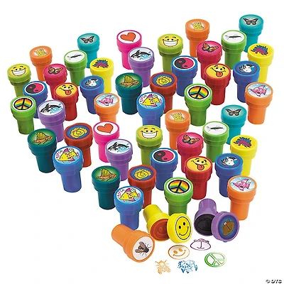 1 1/2" Bulk 50 Pcs. Colorful Fun Designs Stampers Assortment