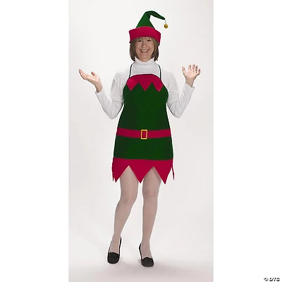 Adult's Elf Christmas Apron & Hat Set
