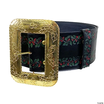 Deluxe Leather Embossed Santa Belt with Cast Buckle