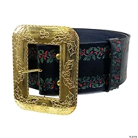 Deluxe Leather Embossed Santa Belt with Cast Buckle