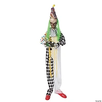 5 Ft. 6" Hanging Animated Multicolored Clown with Green Hair Halloween Decoration