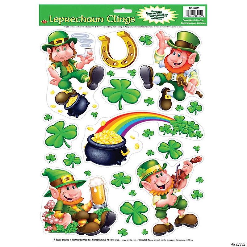 Leprechaun Shamrock Window Clings