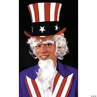 White Uncle Sam Wig with Goatee & Eyebrows