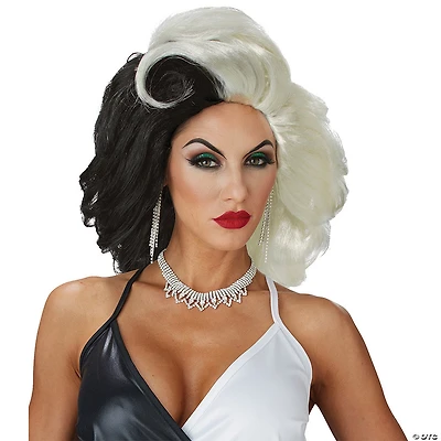 Adults Black & White Cruel Diva Wig