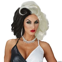 Adults Black & White Cruel Diva Wig