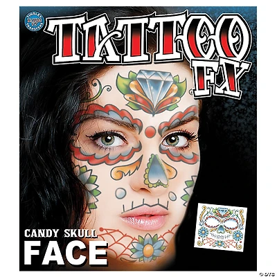 Candy Skull Face Tattoo