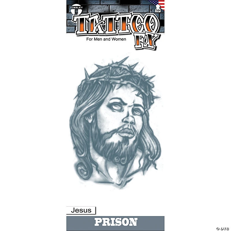 Tinsley Transfers Prison Jesus Face Temporary Tattoo