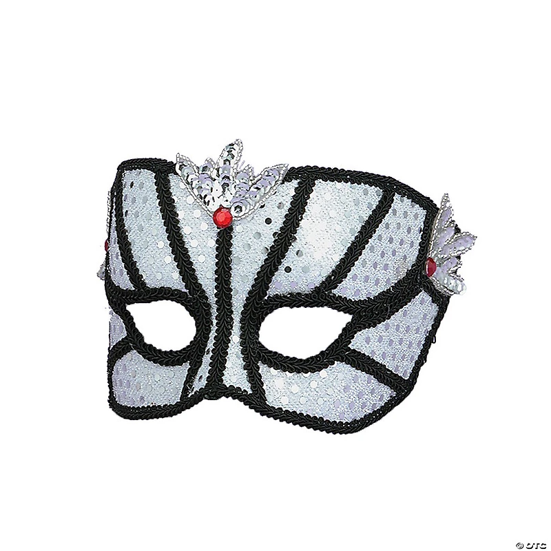Silver Sequin with Black Trim Venetian Masquerade Mask