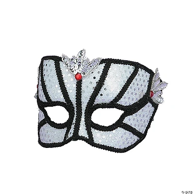 Silver Sequin with Black Trim Venetian Masquerade Mask