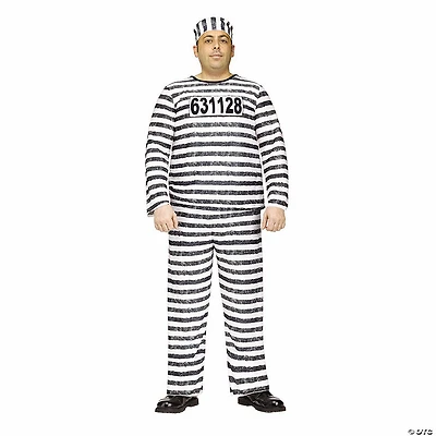 Adults Black & White Polyester Jailbird Costume