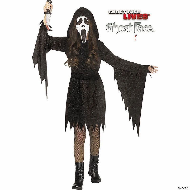 Kids Ghost Face® Glitter Bling Hooded Dress Costume