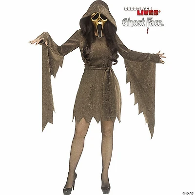 Adults Ghost Face® Shimmer Gold Hooded Dress Costume