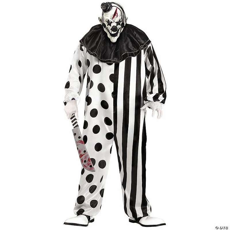 Adults Black & White Killer Clown Costume with Mask