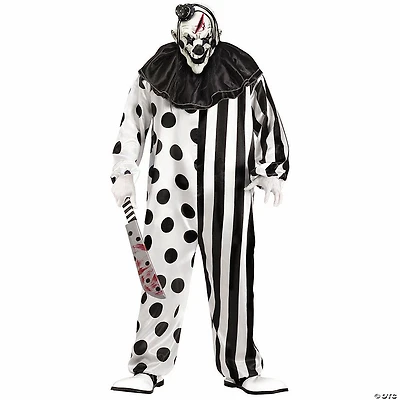Adults Black & White Killer Clown Costume with Mask