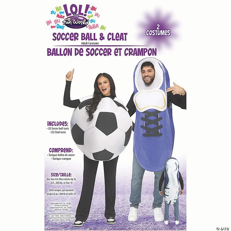 Adults Soccer Ball & Cleat Couples Costume - One Size