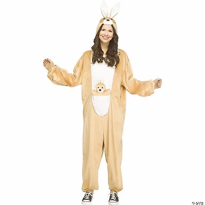 Adults E-Z Kangaroo Hooded Jumpsuit Costume - One Size