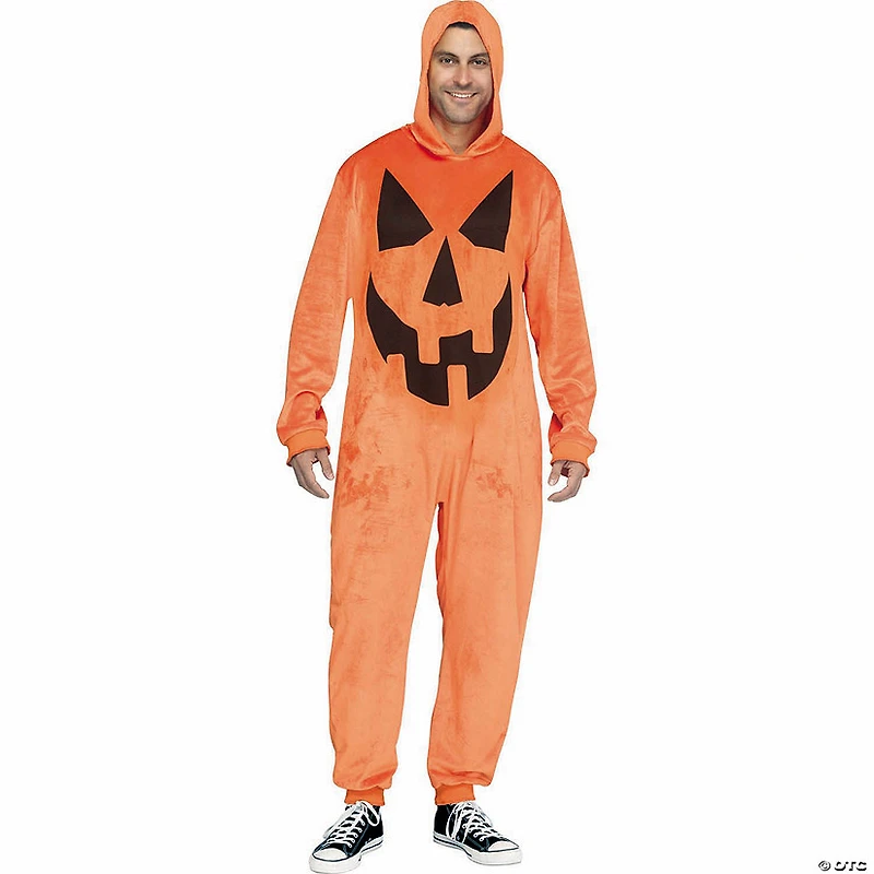 Adults E-Z Pumpkin Hooded Jumpsuit Costume - One Size