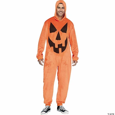 Adults E-Z Pumpkin Hooded Jumpsuit Costume - One Size