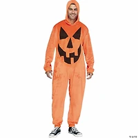 Adults E-Z Pumpkin Hooded Jumpsuit Costume - One Size