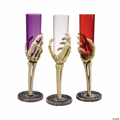 9-3/4" Skeleton Hand Fluted Plastic Glass