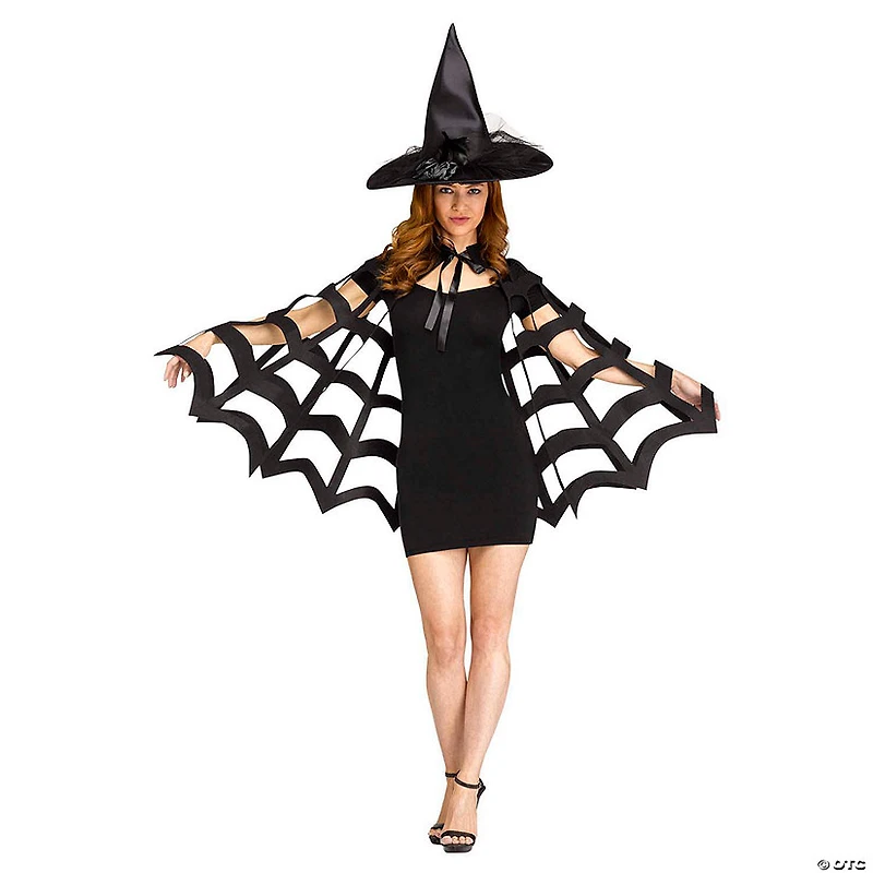 Adults Web-Cut Black Polyester Capelet Costume Accessory- One Size