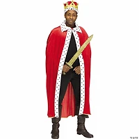 Adults Royalty Polyester Robe & Plastic Crown Set - One Size