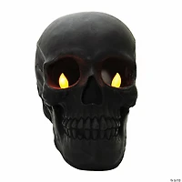 Light-Up Flickering Eyes Black Skull Halloween Decoration