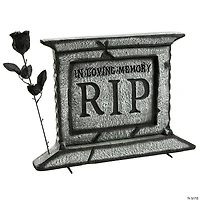 Tombstone Pedestal with Rose Halloween Decoration