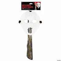 Adults White Hockey Mask & Machete Set Costume Accessories