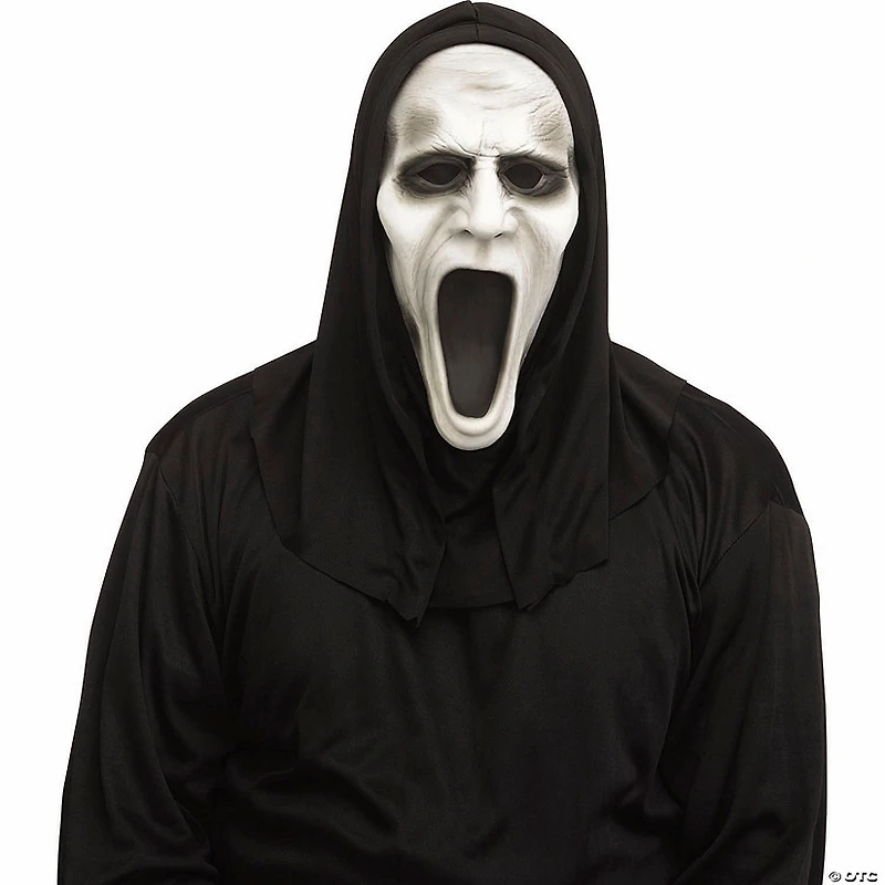 Adults Silent Screamer Half Mask with Attached Black Hood - One Size