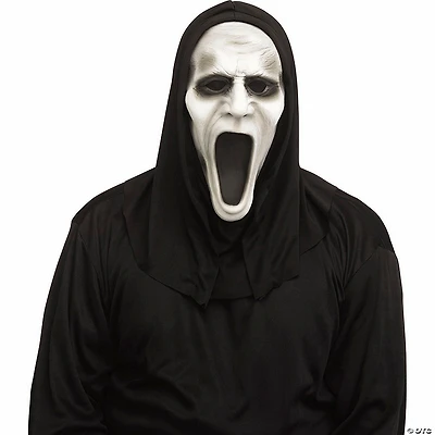 Adults Silent Screamer Half Mask with Attached Black Hood - One Size