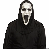 Adults Silent Screamer Half Mask with Attached Black Hood - One Size