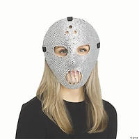 Adults Silver Rhinestone Bling Hockey Full Mask - One Size