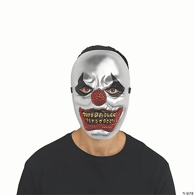 Adults Silver with Red & Gold Rhinestone Bling Big Top Clown Full Mask - One Size
