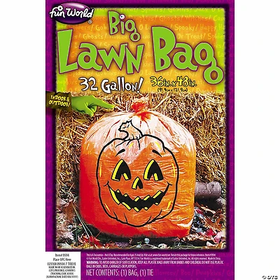 36" x 48" Orange Pumpkin Face Lawn Bag Halloween Decoration
