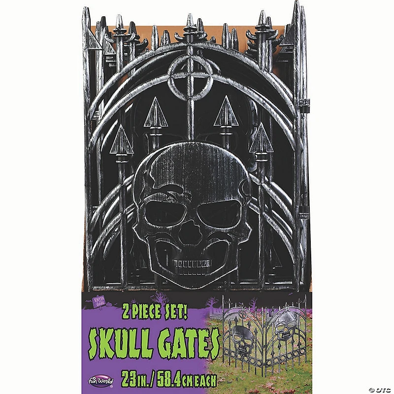 23" Silver Skull Face Gates Set of 2 Halloween Decoration