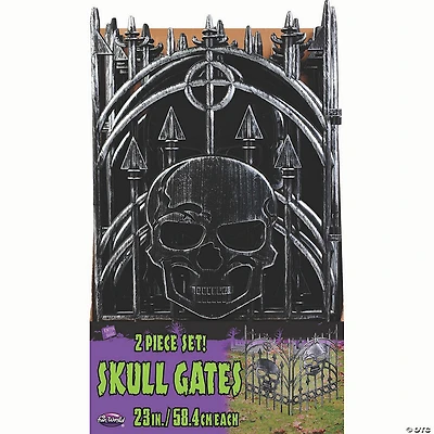 23" Silver Skull Face Gates Set of 2 Halloween Decoration